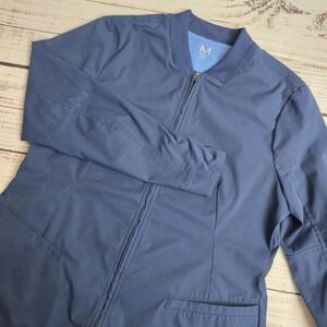 Medelita Kinetic Scrub Jacket Womens Large Dark Blue Zip Medical Uniform Pockets